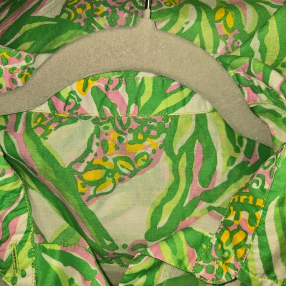 Lilly Pulitzer Shirt Dress Tunic Green and Pink Long sleeve Colorful - Picture 10 of 15